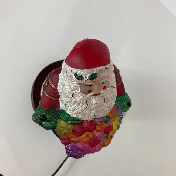 Vintage Merck 1997 Old World Christmas Handpainted Glass Bountiful Santa Light 6